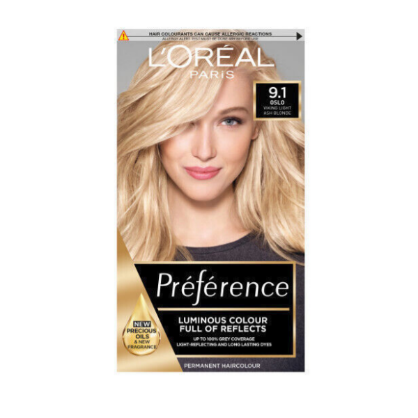 L'Oreal Paris Preference Permanent Hair Colour 9.1 Oslo Viking Light Ash Blonde in UK