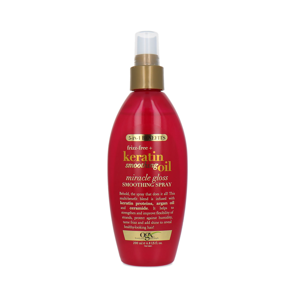 OGX Frizz-Free + Keratin Smoothing Oil Miracle Gloss Spray 200ml in UK