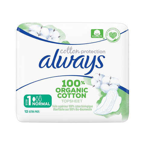 Always Cotton Protection Organic Ultra Normal With Wings 12's in UK