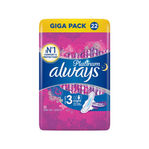 Always Platinum Night Sanitary Pads 22's in UK