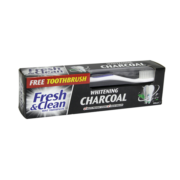 Fresh & Clean Whitening Charcoal Toothpaste 100ml + Toothbrush in UK