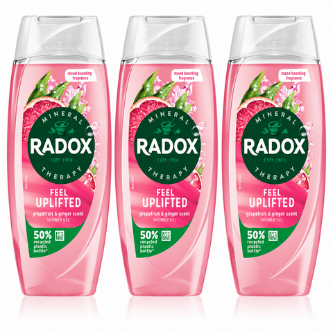 RADOX MINERAL THERAPY FEEL UPLIFTED SHOWER GEL GRAPEFRUIT & GINGER  225ML x3