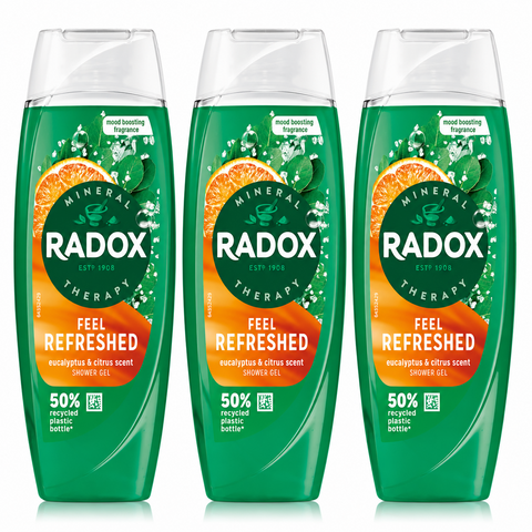 Radox Shower Gel Feel Refreshed With eucalyptus & citrus Scent 225ml Pack of 3