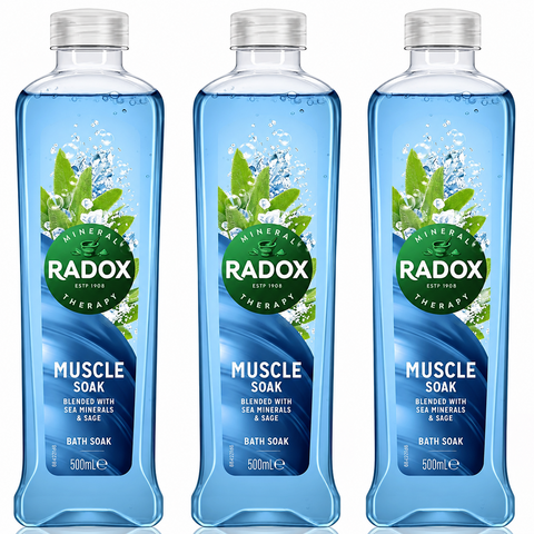 Radox Muscle Soak Naturaly Blended With Sea Minerals & Sage Bath Soak 500ml X 3