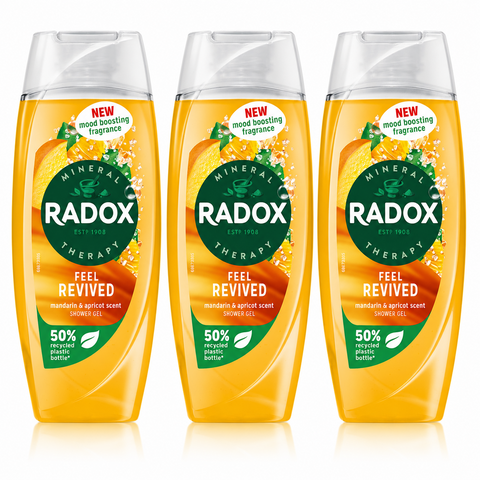 Radox Mineral Therapy Shower Gel Feel Revived Mandarin&apricot Scent 225ml X 3