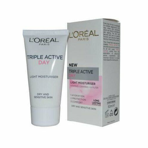 L'Oreal Triple Active Day Light Moisturiser Dry & Sensitive Skin 50ml in UK