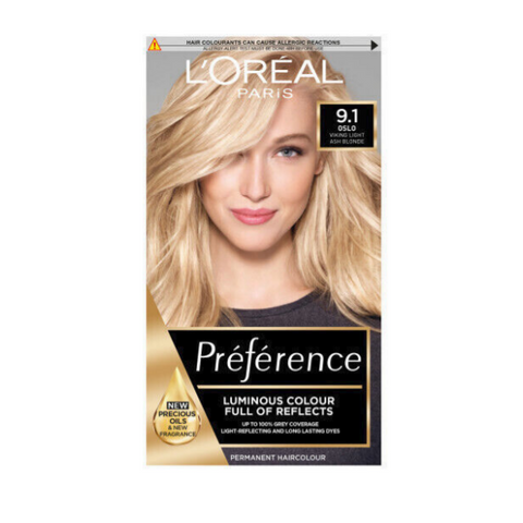 L'Oreal Paris Preference Permanent Hair Colour 9.1 Oslo Viking Light Ash Blonde in UK
