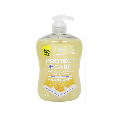 Astonish Protect+Care Milk+Honey Anti-Bacterial Handwash 650ml in UK