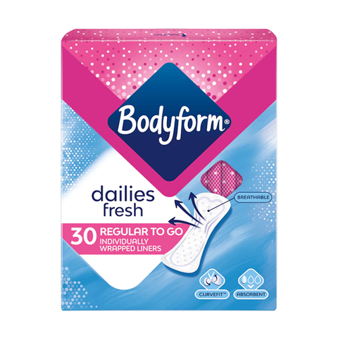 Bodyform Dailies Fresh Regular To Go Individually Wrapped Liners 30 in UK