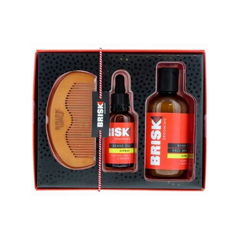 Brisk Men's Beard Grooming Kit Citrus 3PC in UK