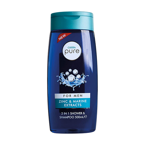 Cussons Pure For Men Zinc & Marine Extracts 2In1 Shower & Shampoo 500ml in UK