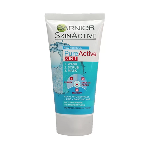 Garnier Pure Active 3In1 Wash Scrub Mask 50ml in UK