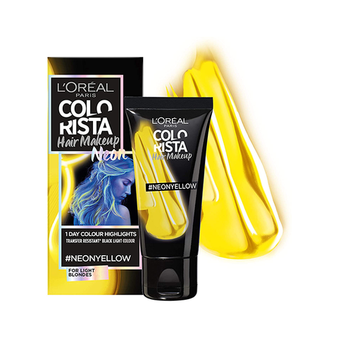 L'Oreal Colorista Hair Makeup Neon Yellow Hair Light Blonde Temporary Hair Colour in UK