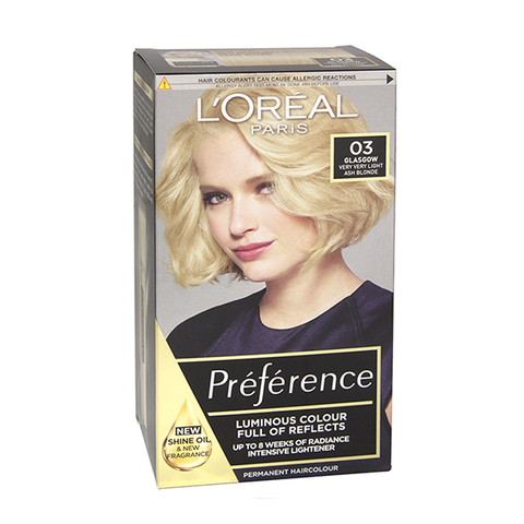 L'Oreal Preference Glasgow 03 Very Very Light Ash Blonde Permanent Hair Dye in UK