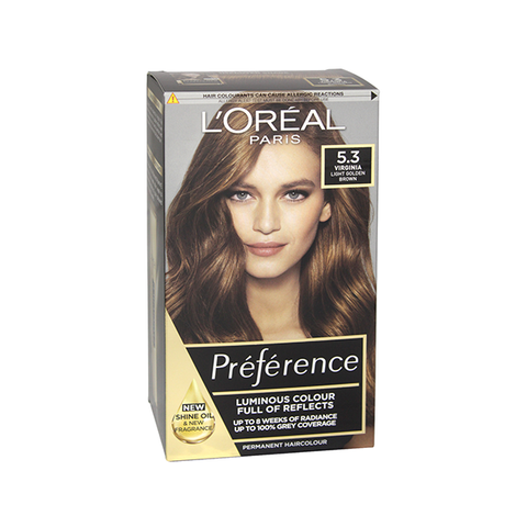 L'Oreal Preference Virginia 5.3 Light Golden Brown Permanent Hair Dye in UK