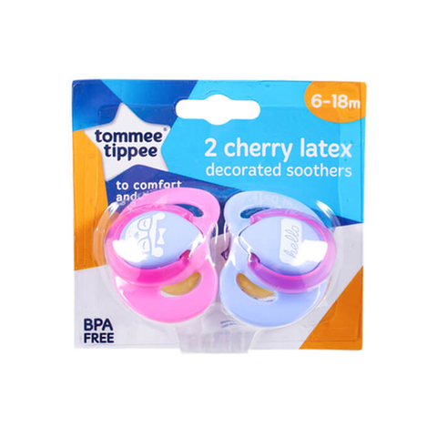 Tommee Tippee Essentials Latex Decorated Cherry Soother 6-18M X2 in UK